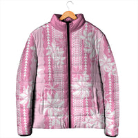 Hawaii Kakau Tribal Padded Jacket With Pink Tiare
