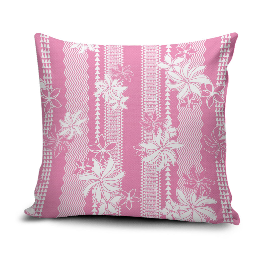 Hawaii Kakau Tribal Pillow Cover With Pink Tiare
