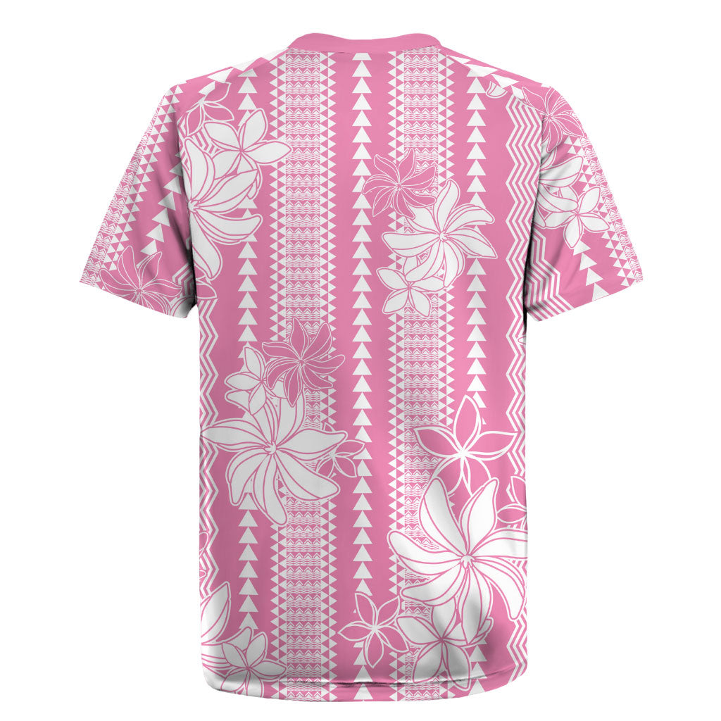 Hawaii Kakau Tribal Rugby Jersey With Pink Tiare