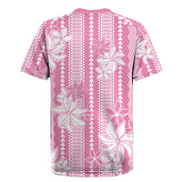 Hawaii Kakau Tribal Rugby Jersey With Pink Tiare