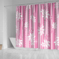 Hawaii Kakau Tribal Shower Curtain With Pink Tiare
