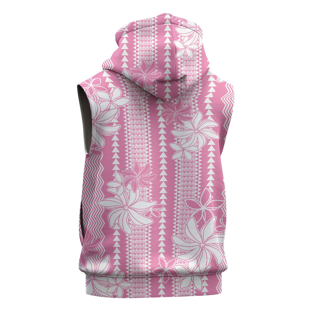 Hawaii Kakau Tribal Sleeveless Hoodie With Pink Tiare