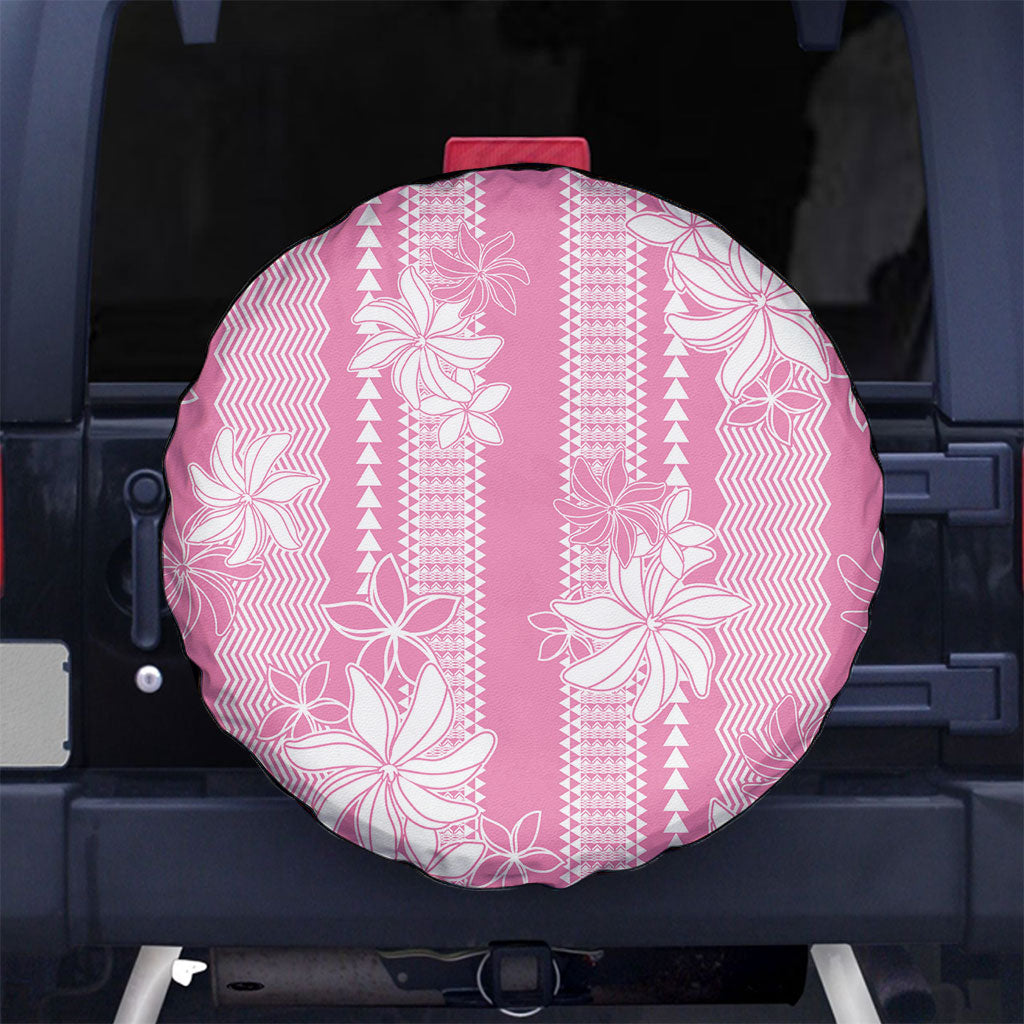 Hawaii Kakau Tribal Spare Tire Cover With Pink Tiare LT05 No hole Pink - Polynesian Pride
