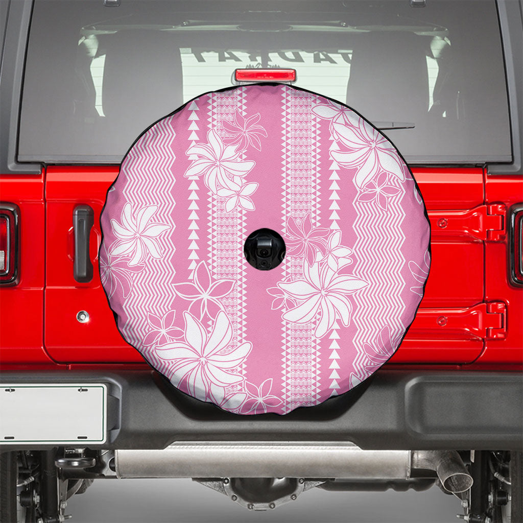 Hawaii Kakau Tribal Spare Tire Cover With Pink Tiare LT05 - Polynesian Pride
