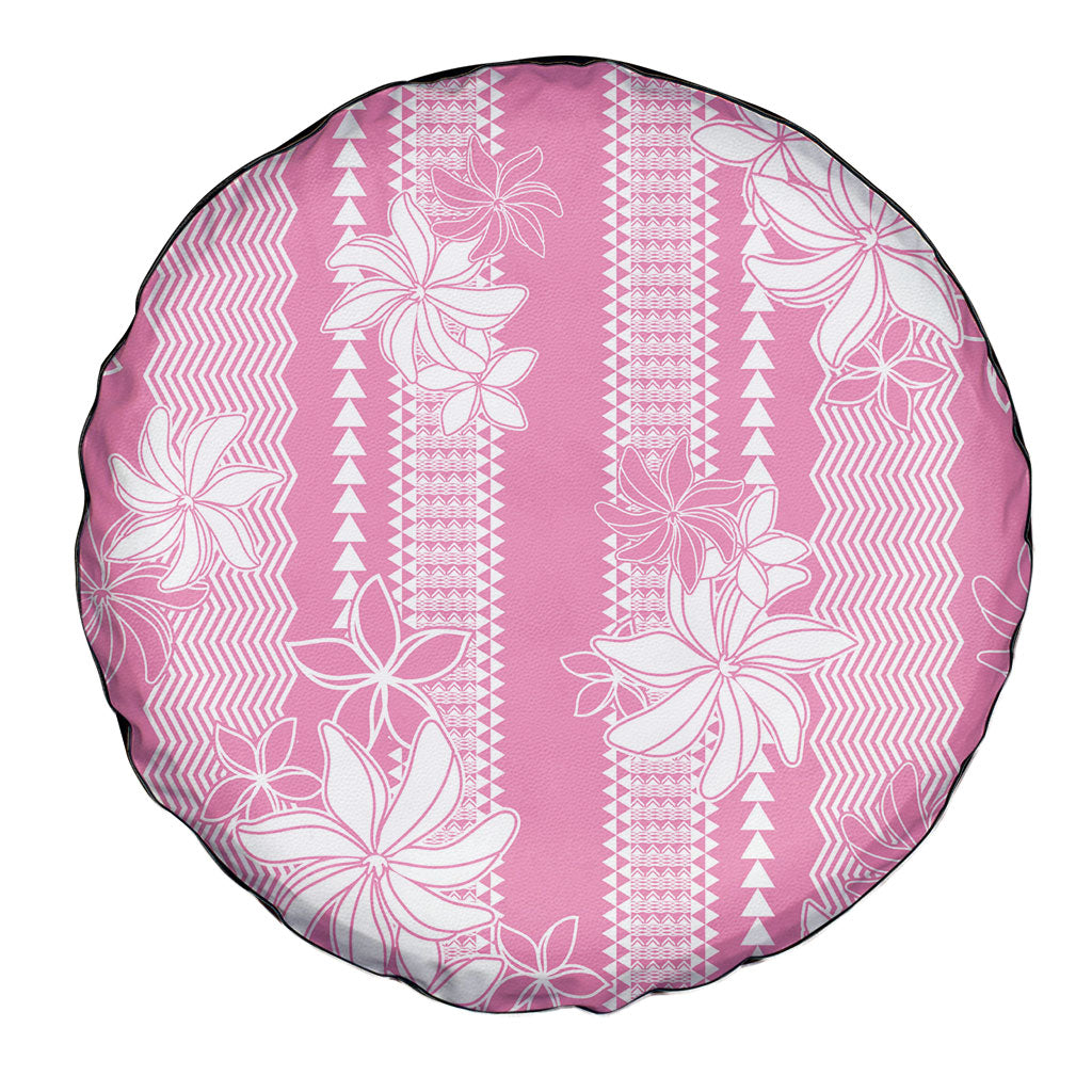 Hawaii Kakau Tribal Spare Tire Cover With Pink Tiare LT05 - Polynesian Pride