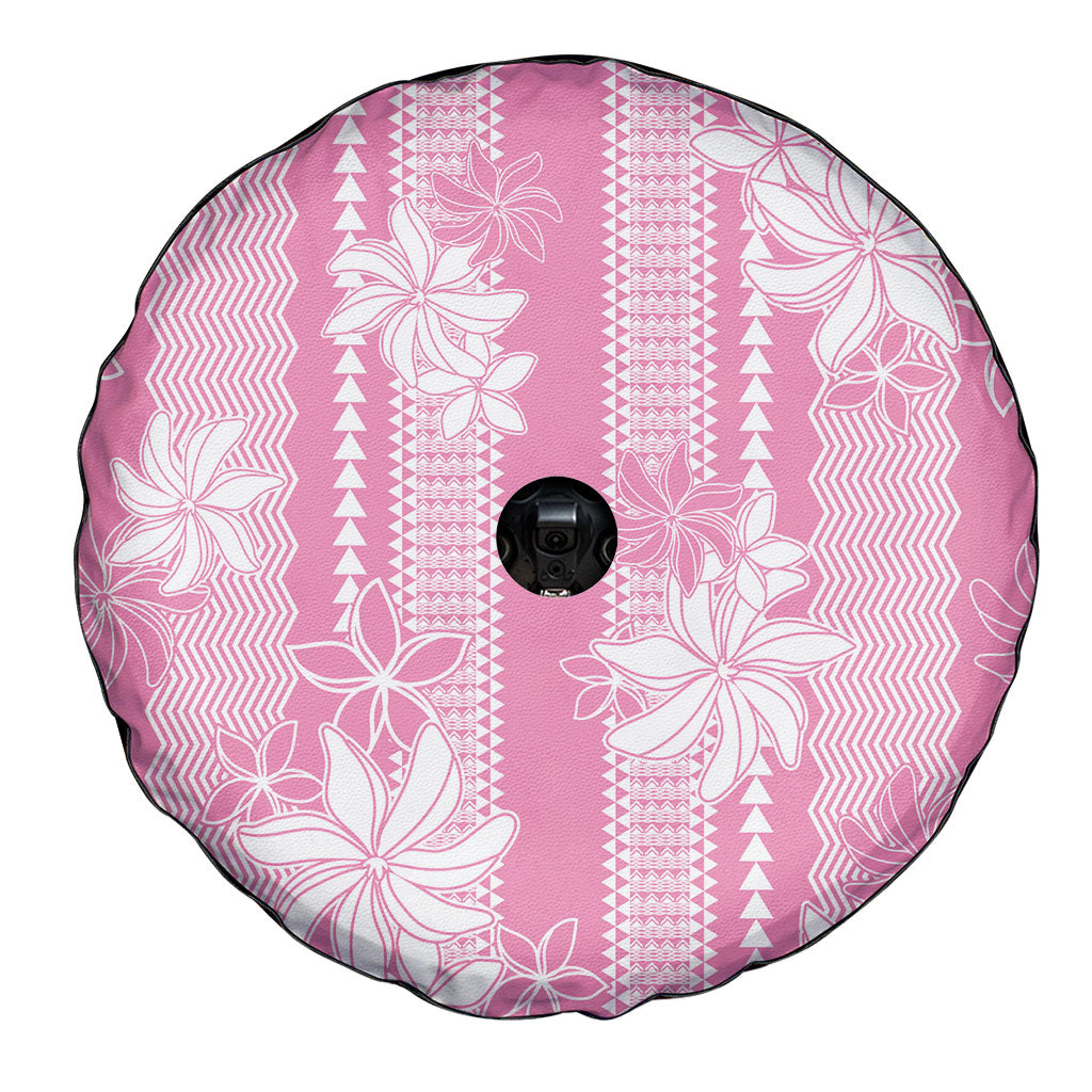 Hawaii Kakau Tribal Spare Tire Cover With Pink Tiare LT05 - Polynesian Pride