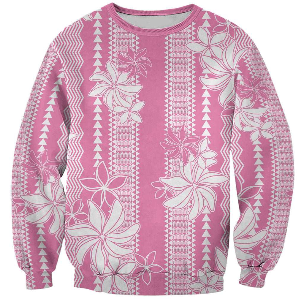 Hawaii Kakau Tribal Sweatshirt With Pink Tiare