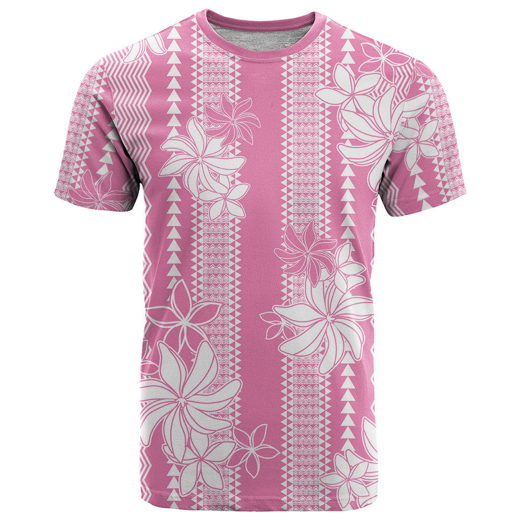 Hawaii Kakau Tribal T Shirt With Pink Tiare