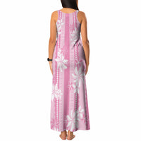Hawaii Kakau Tribal Tank Maxi Dress With Pink Tiare LT05 - Polynesian Pride
