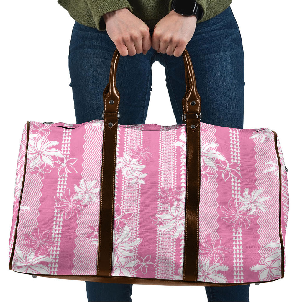 Hawaii Kakau Tribal Travel Bag With Pink Tiare LT05 Pink - Polynesian Pride