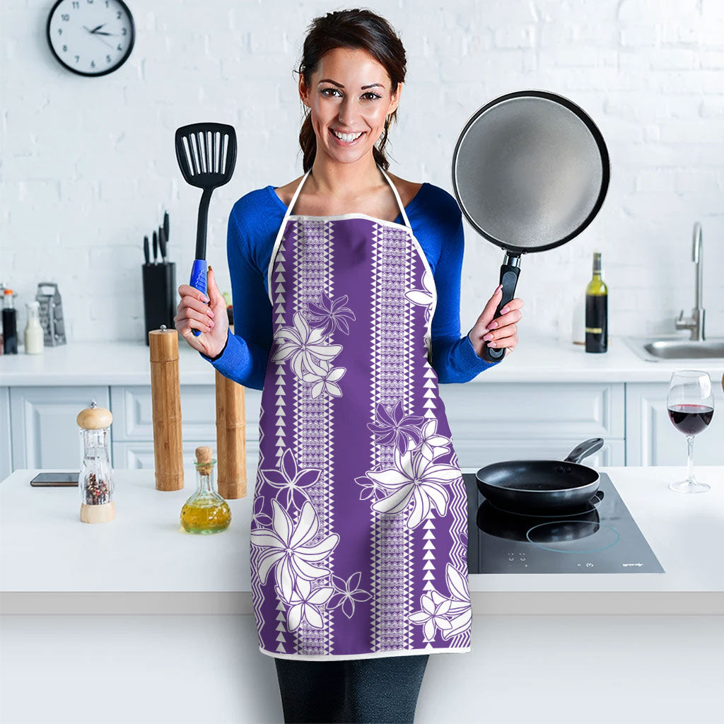 Hawaii Kakau Tribal Apron With Purple Tiare