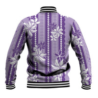 Hawaii Kakau Tribal Baseball Jacket With Purple Tiare