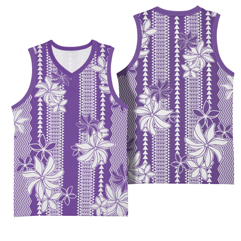 Hawaii Kakau Tribal Basketball Jersey With Purple Tiare LT05 - Polynesian Pride
