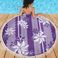 Hawaii Kakau Tribal Beach Blanket With Purple Tiare