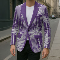Hawaii Kakau Tribal Blazer With Purple Tiare