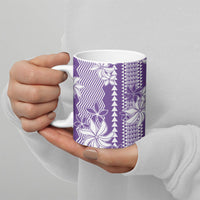 Hawaii Kakau Tribal Ceramic Mug With Purple Tiare