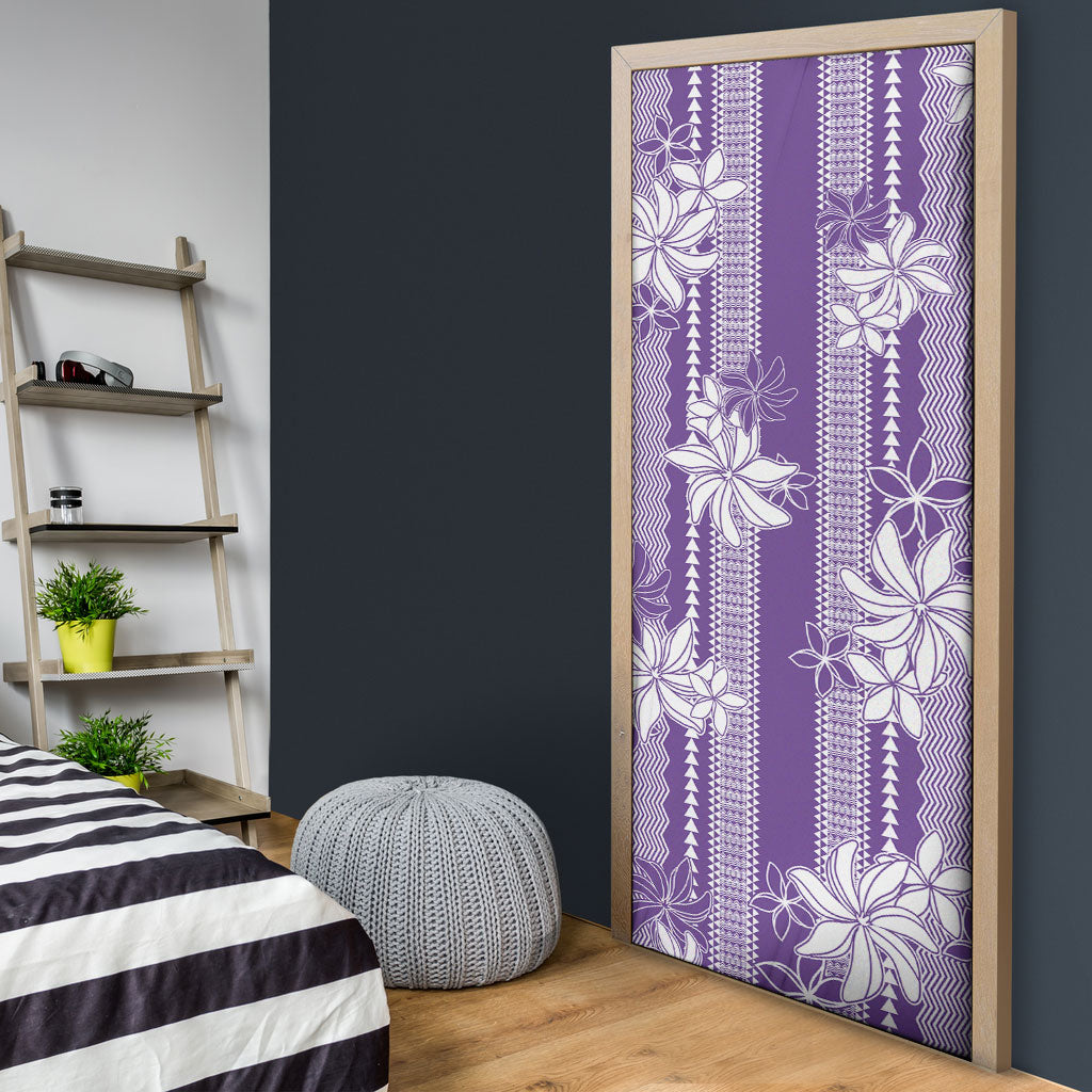 Hawaii Kakau Tribal Door Cover With Purple Tiare LT05 - Polynesian Pride