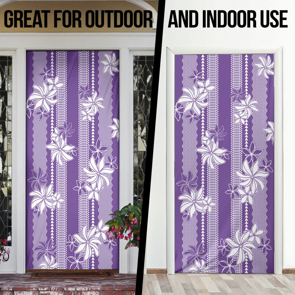 Hawaii Kakau Tribal Door Cover With Purple Tiare LT05 - Polynesian Pride