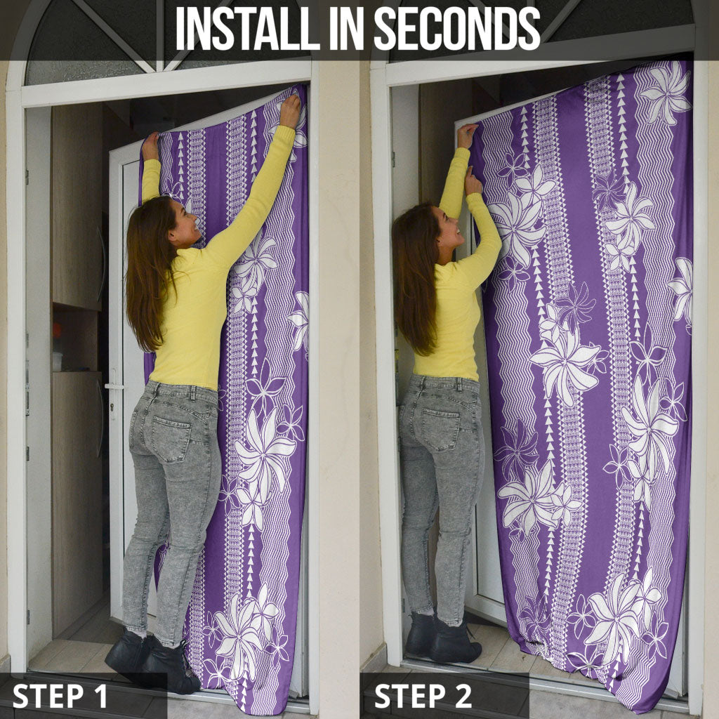 Hawaii Kakau Tribal Door Cover With Purple Tiare LT05 - Polynesian Pride