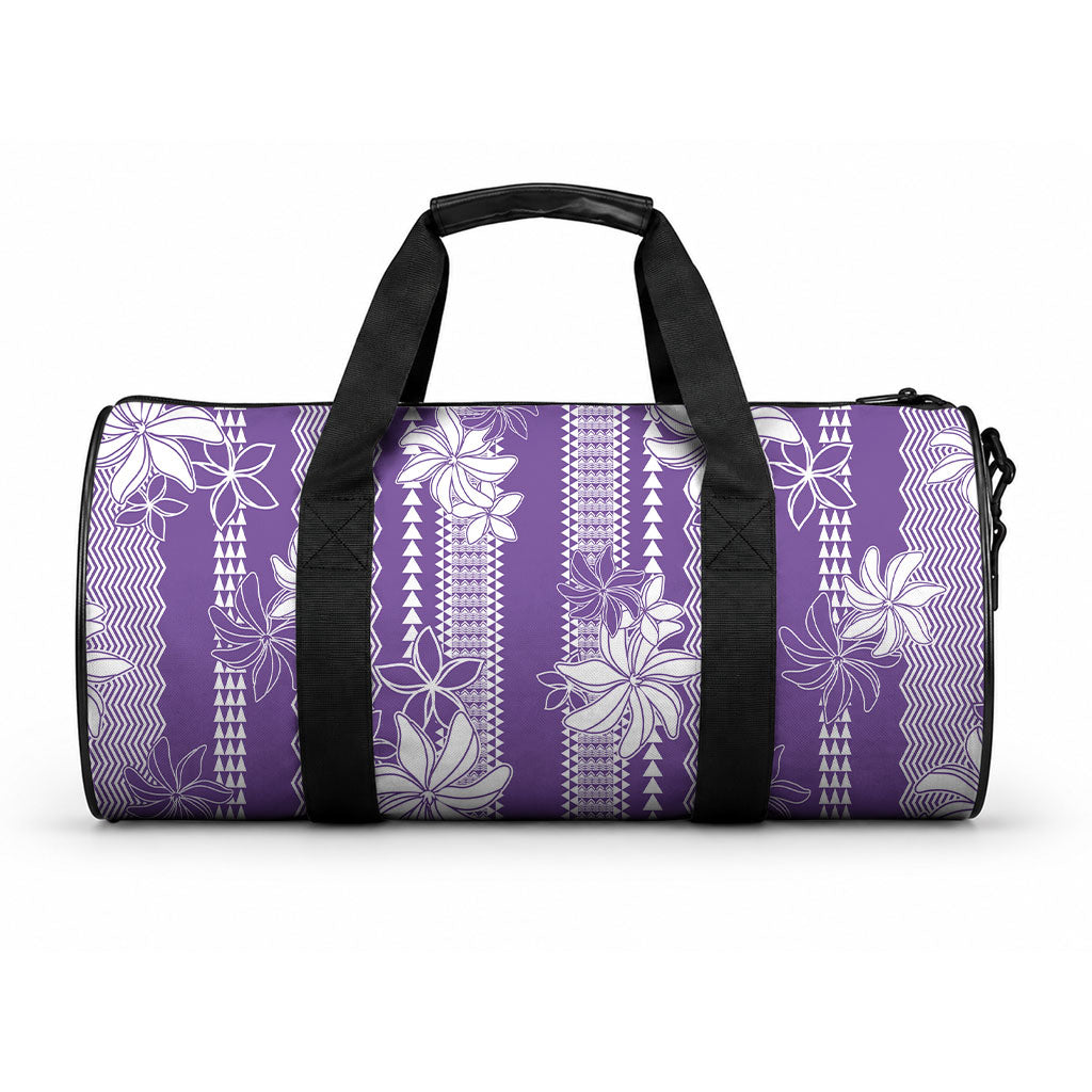 Hawaii Kakau Tribal Duffle Bag With Purple Tiare