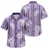 Hawaii Kakau Tribal Family Matching Long Sleeve Bodycon Dress and Hawaiian Shirt With Purple Tiare LT05 Son's Shirt Purple - Polynesian Pride