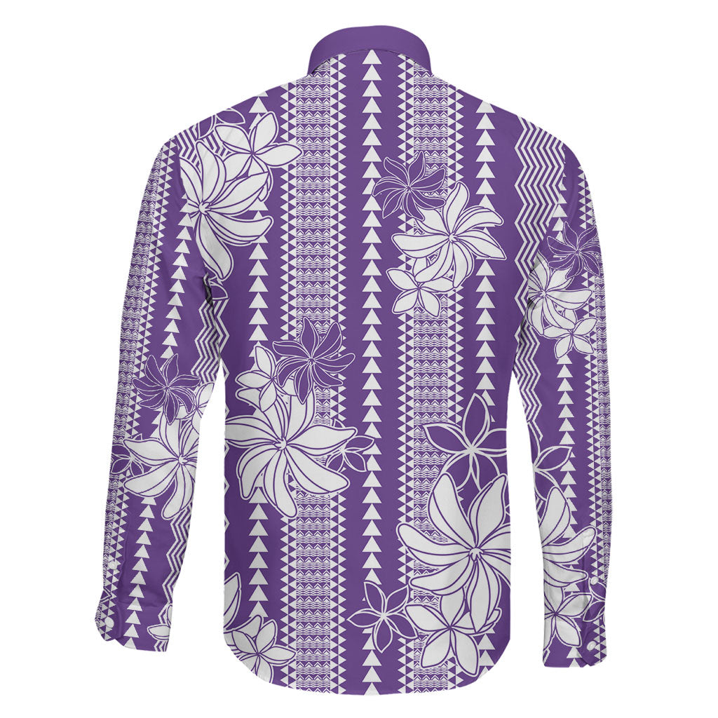 Hawaii Kakau Tribal Family Matching Puletasi and Hawaiian Shirt With Purple Tiare