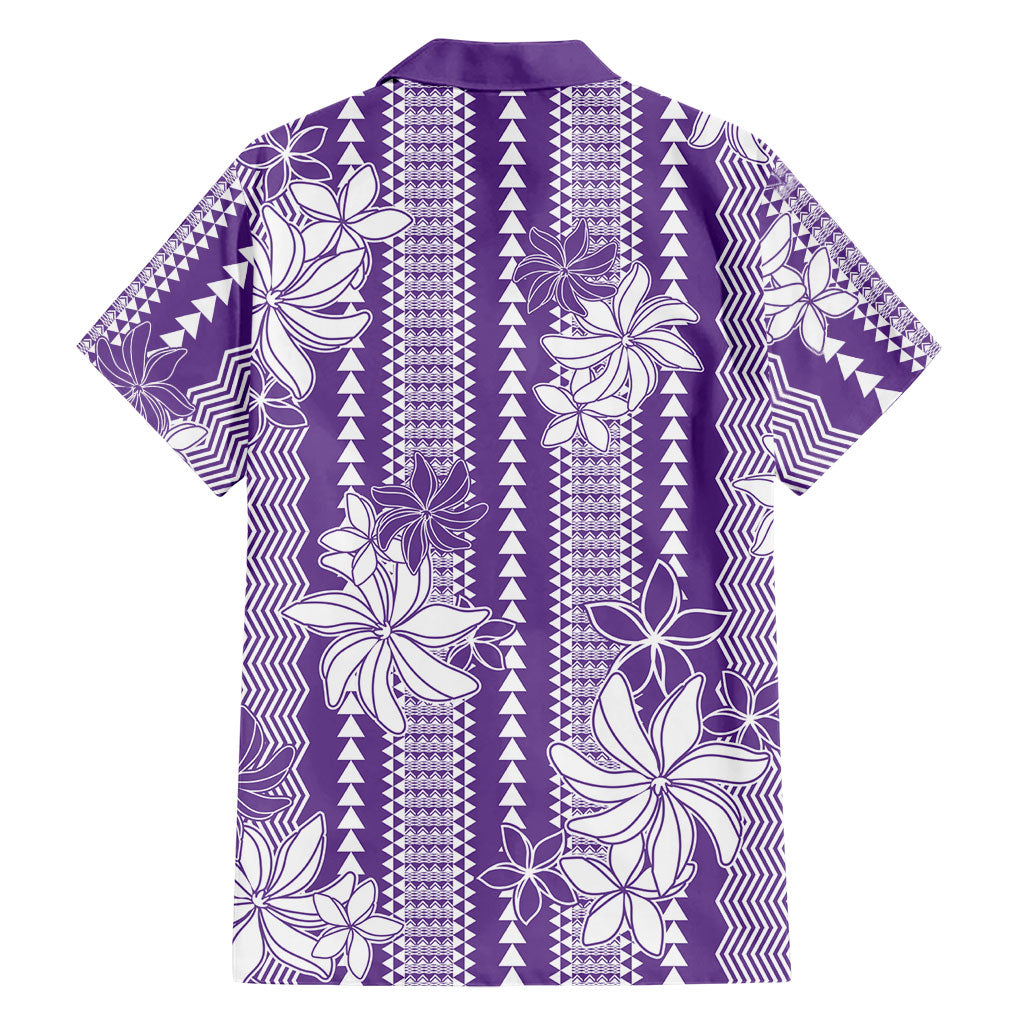 Hawaii Kakau Tribal Family Matching Summer Maxi Dress and Hawaiian Shirt With Purple Tiare