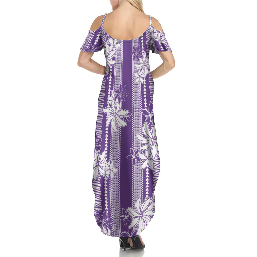 Hawaii Kakau Tribal Family Matching Summer Maxi Dress and Hawaiian Shirt With Purple Tiare