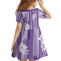 Hawaii Kakau Tribal Family Matching Tank Maxi Dress and Hawaiian Shirt With Purple Tiare