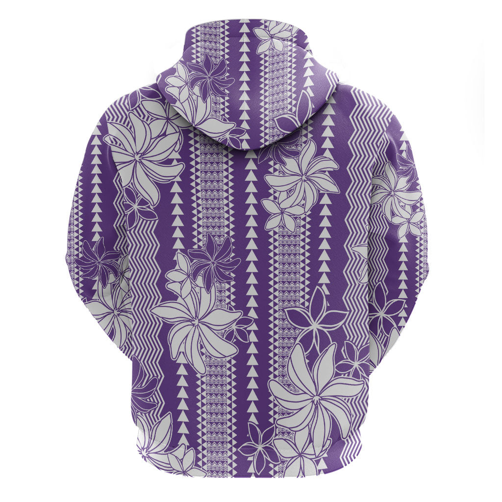 Hawaii Kakau Tribal Hoodie With Purple Tiare