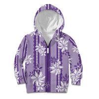 Hawaii Kakau Tribal Kid Hoodie With Purple Tiare