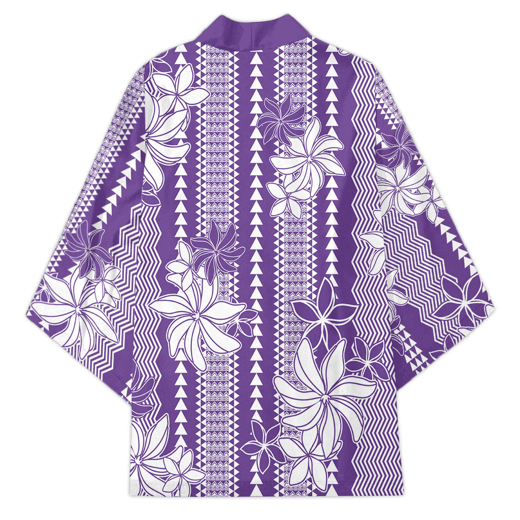 Hawaii Kakau Tribal Kimono With Purple Tiare