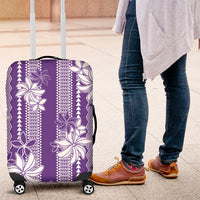 Hawaii Kakau Tribal Luggage Cover With Purple Tiare LT05 Purple - Polynesian Pride