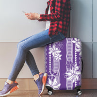 Hawaii Kakau Tribal Luggage Cover With Purple Tiare LT05 - Polynesian Pride