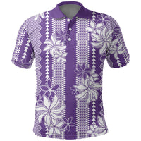 Hawaii Kakau Tribal Polo Shirt With Purple Tiare LT05 Purple - Polynesian Pride
