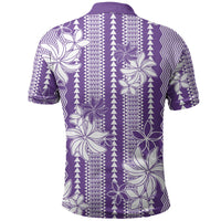 Hawaii Kakau Tribal Polo Shirt With Purple Tiare LT05 - Polynesian Pride