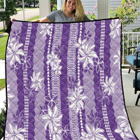 Hawaii Kakau Tribal Quilt With Purple Tiare