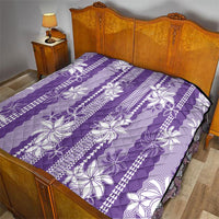 Hawaii Kakau Tribal Quilt With Purple Tiare