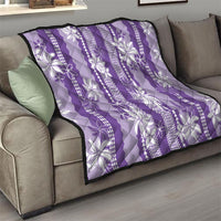Hawaii Kakau Tribal Quilt With Purple Tiare