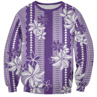 Hawaii Kakau Tribal Sweatshirt With Purple Tiare