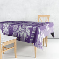 Hawaii Kakau Tribal Tablecloth With Purple Tiare