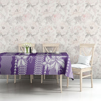 Hawaii Kakau Tribal Tablecloth With Purple Tiare