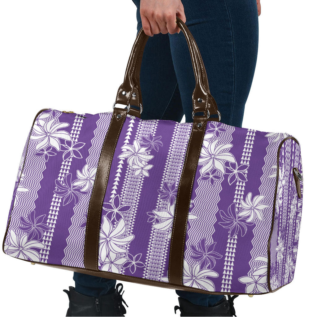 Hawaii Kakau Tribal Travel Bag With Purple Tiare LT05 - Polynesian Pride