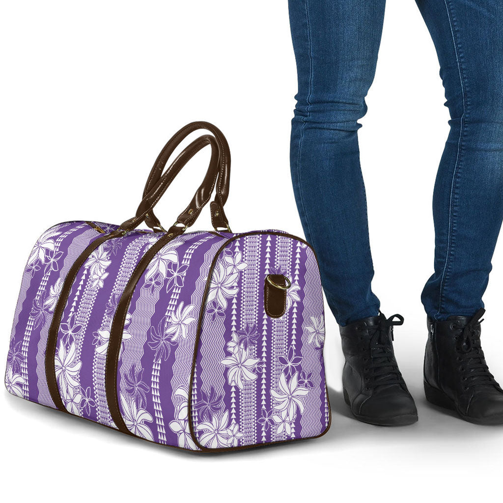 Hawaii Kakau Tribal Travel Bag With Purple Tiare LT05 - Polynesian Pride