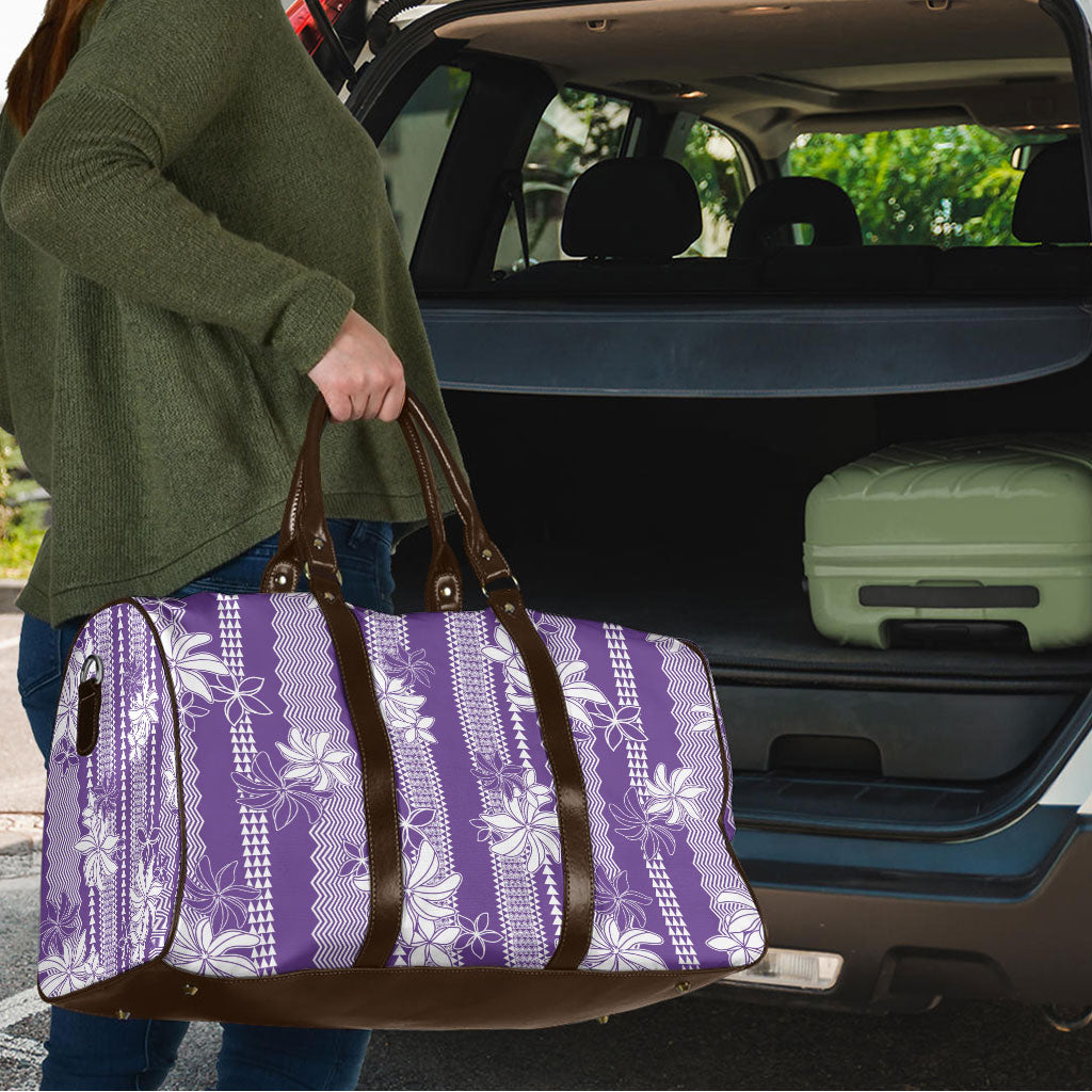 Hawaii Kakau Tribal Travel Bag With Purple Tiare LT05 - Polynesian Pride