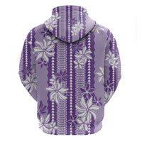 Hawaii Kakau Tribal Zip Hoodie With Purple Tiare LT05 - Polynesian Pride