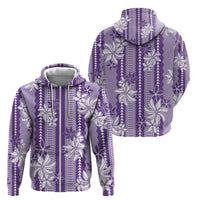 Hawaii Kakau Tribal Zip Hoodie With Purple Tiare LT05 - Polynesian Pride