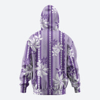 Hawaii Kakau Tribal Zip Hoodie With Purple Tiare LT05 - Polynesian Pride