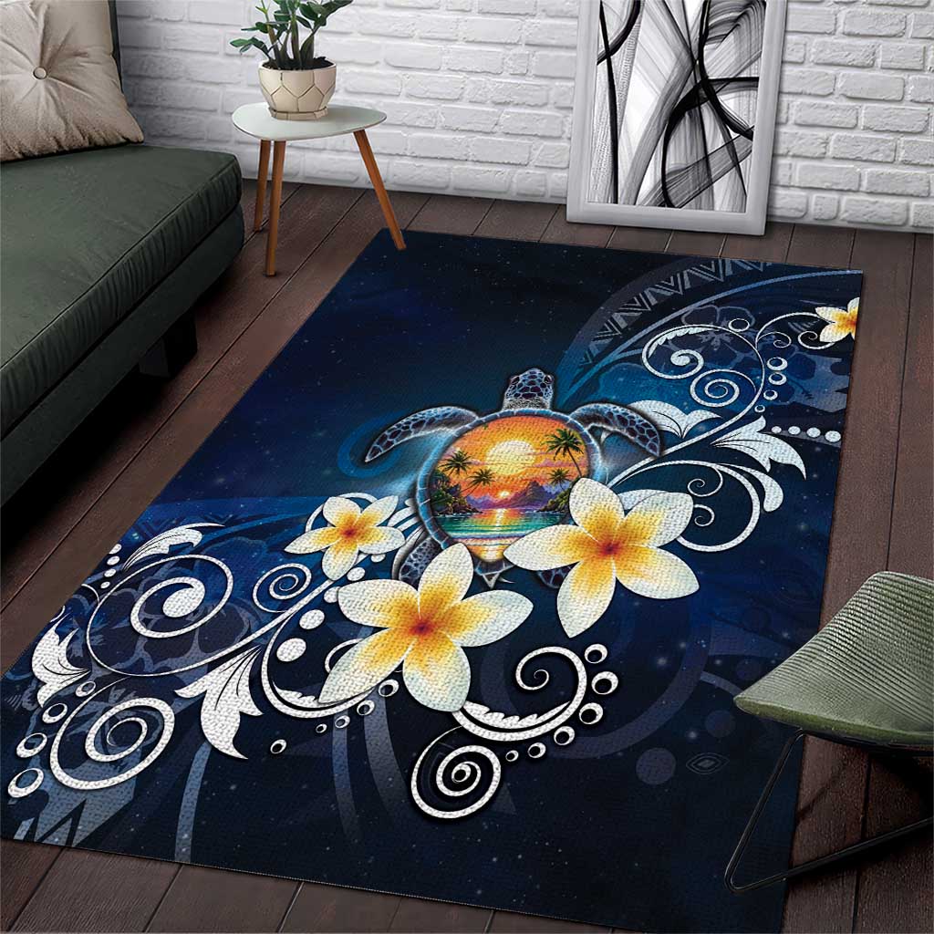 Hawaii Honu Area Rug Polynesian Curves Plumeria - Polynesian Pride