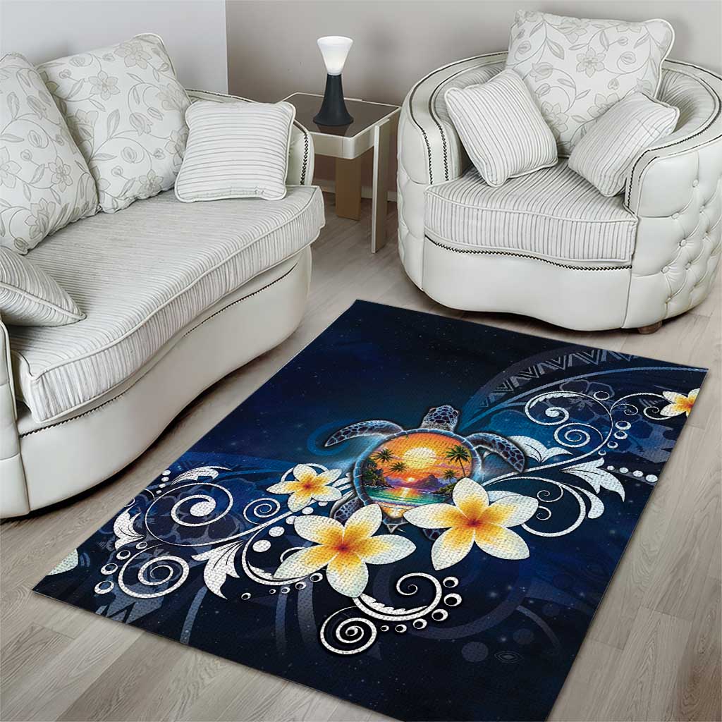 Hawaii Honu Area Rug Polynesian Curves Plumeria - Polynesian Pride